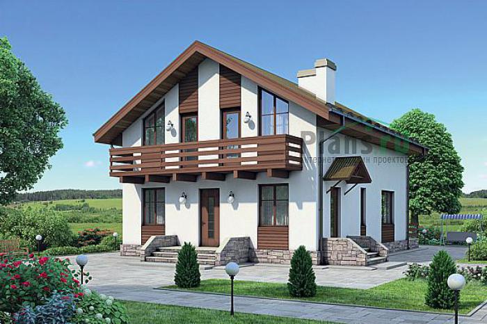 Проект дома Бетонный дом с мансардой 55-27 Визуализация фасада