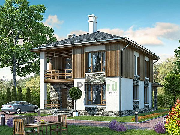 Проект дома Бетонный двухэтажный дом 64-59 Визуализация фасада