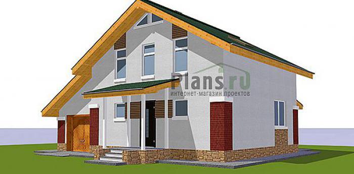 Проект дома Бетонный загородный дом с мансардой 62-06 Визуализация фасада