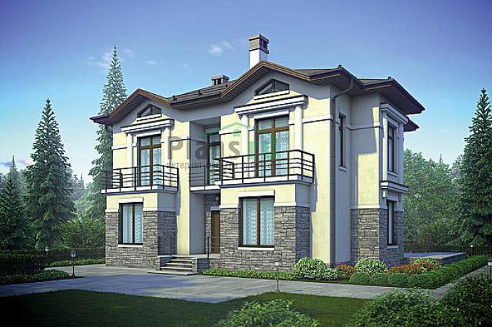 Проект дома Кирпичный жилой дом, два этажа 72-95 Визуализация фасада