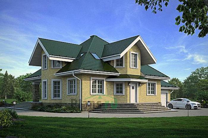 Проект дома Кирпичный коттедж с подвалом и мансардой 39-40 Визуализация фасада