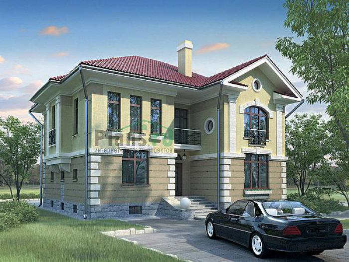 Проект дома Кирпичный двухэтажный загородный дом 70-74 Визуализация фасада