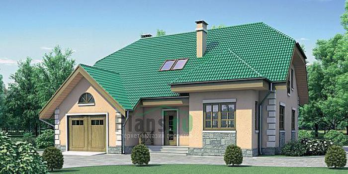 Проект дома Кирпичный двухэтажный загородный дом 70-73 Визуализация фасада