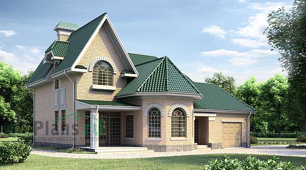 Проект дома Кирпичный дом с мансардой 34-35 Визуализация фасада