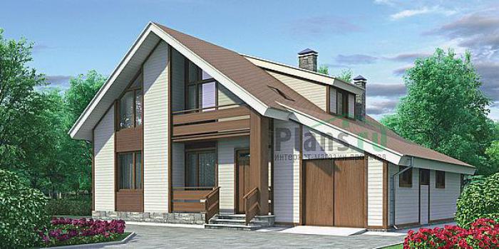 Проект дома Бетонный загородный дом с мансардой 52-30 Визуализация фасада