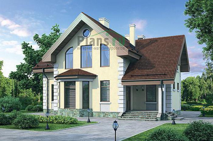 Проект дома Кирпичный загородный дом в один этаж с мансардой 72-13 Визуализация фасада