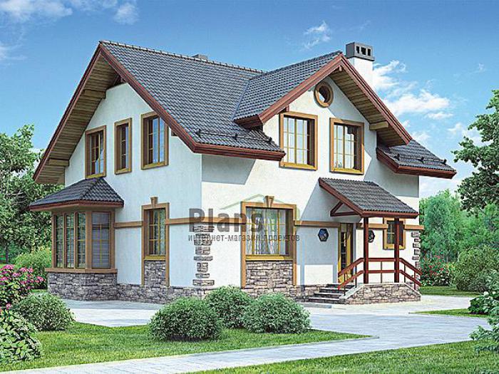 Проект дома Кирпичный загородный дом с мансардой 42-56 Визуализация фасада