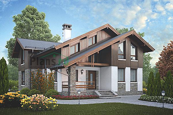 Проект дома Кирпичный загородный дом с мансардой 73-01 Визуализация фасада