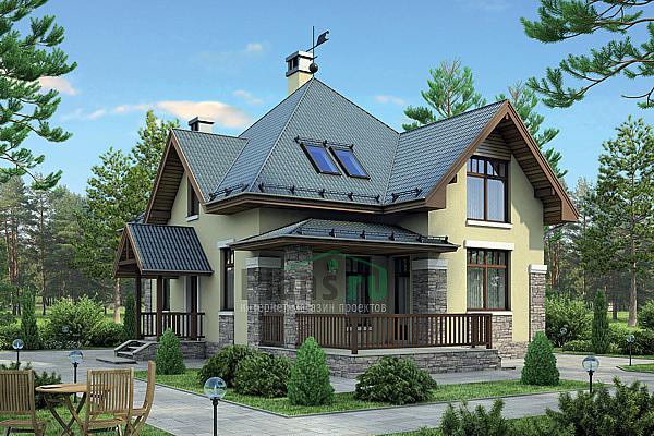 Проект дома Бетонный дом с мансардой 55-38 Визуализация фасада