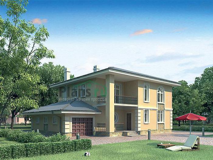 Проект дома Бетонный двухэтажный загородный дом 53-25 Визуализация фасада