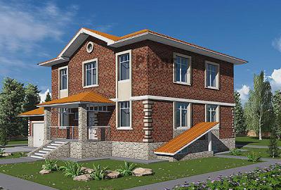 Проект дома Кирпичный двухэтажный коттедж с подвалом 41-50