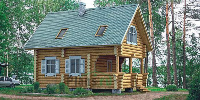 Проект дома Деревянный загородный дом с мансардой 10-77 Визуализация фасада