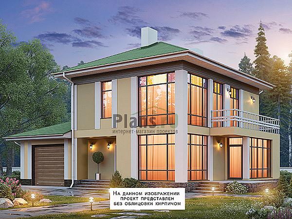 Проект дома Бетонный двухэтажный дом 64-30 Визуализация фасада