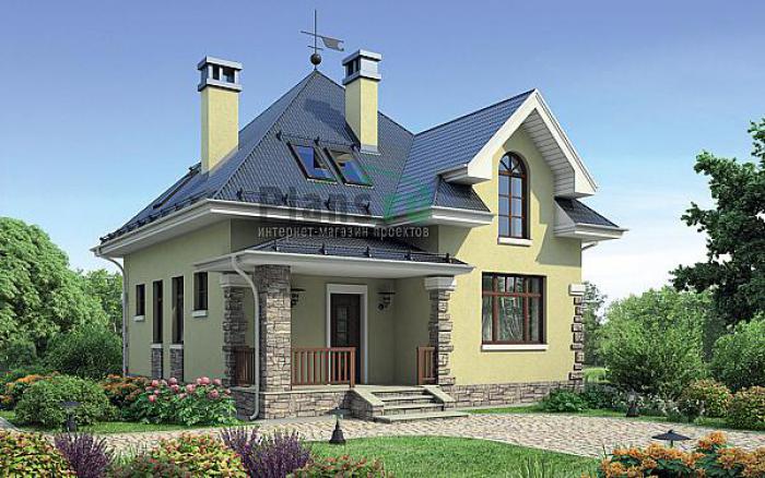 Проект дома Бетонный мансардный дом 55-37 Визуализация фасада