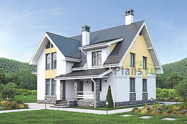 Проект дома Кирпичный загородный дом в 1 этаж с мансардой 73-24 Визуализация фасада
