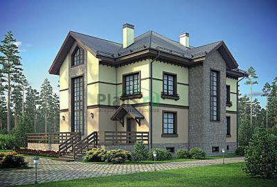 Проект дома Кирпичный двухэтажный дом с цоколем 38-85