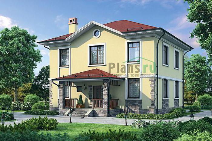 Проект дома Кирпичный двухэтажный дом 72-30 Визуализация фасада