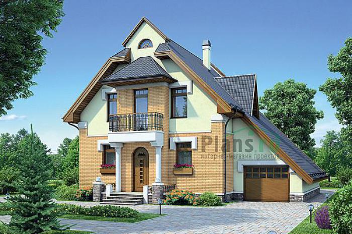 Проект дома Бетонный дом с мансардой 55-17 Визуализация фасада