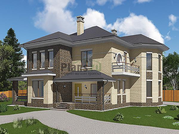 Проект дома Бетонный двухэтажный дом 61-12 Визуализация фасада
