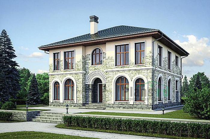Проект дома Кирпичный двухэтажный загородный дом 73-70 Визуализация фасада