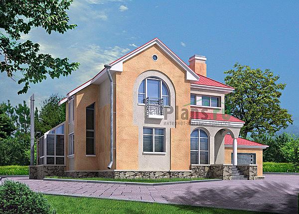 Проект дома Бетонный двухэтажный загородный дом 50-67 Визуализация фасада