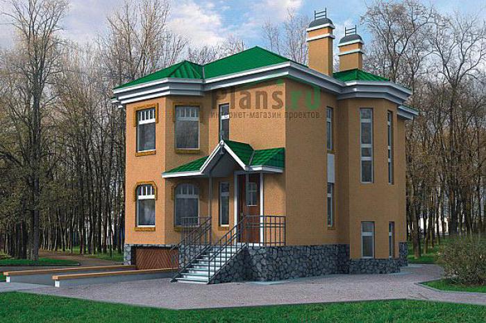 Проект дома Бетонный двухэтажный дом с цоколем 51-05 Визуализация фасада