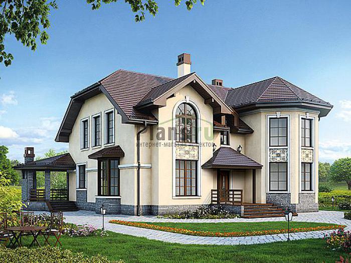 Проект дома Бетонный коттедж с мансардой 59-80 Визуализация фасада