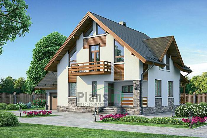 Проект дома Бетонный одноэтажный дом с мансардой 54-75 Визуализация фасада