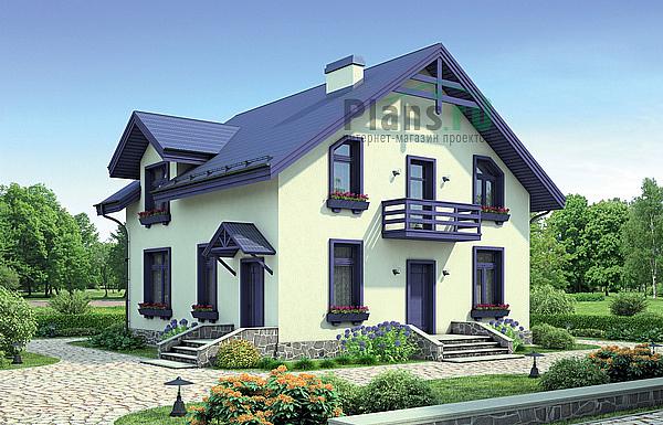 Проект дома Бетонный одноэтажный дом с мансардой 55-21 Визуализация фасада