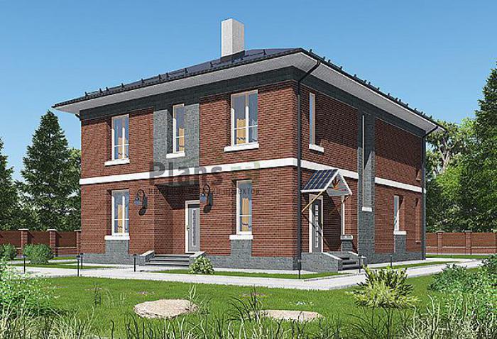 Проект дома Кирпичный двухэтажный загородный дом 42-84 Визуализация фасада