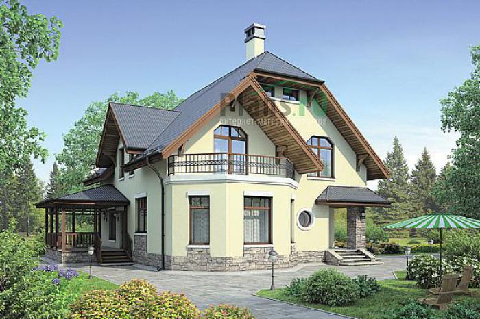 Проект дома Кирпичный дом с мансардой 38-27 Визуализация фасада