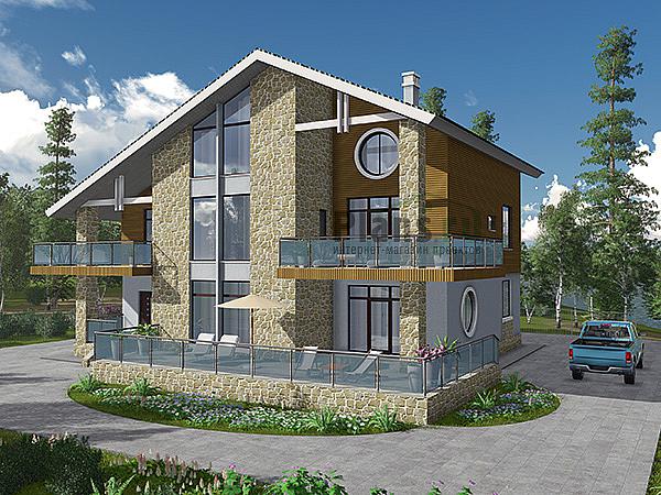 Проект дома Кирпичный одноэтажный дом 41-26 Визуализация фасада