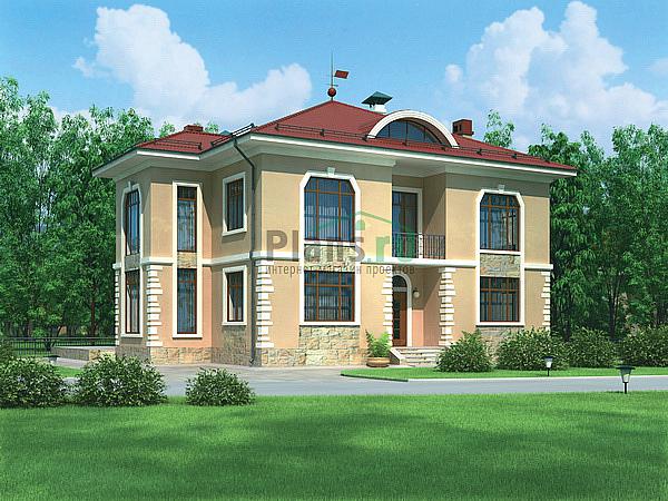 Проект дома Бетонный двухэтажный загородный дом 54-58 Визуализация фасада