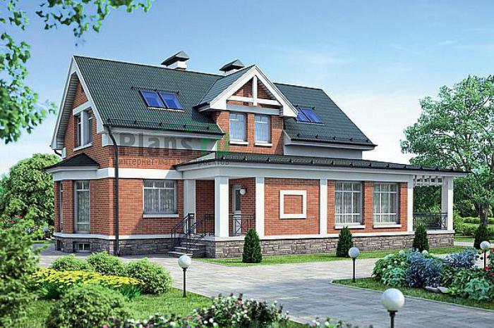 Проект дома Кирпичный дом с подвалом и жилой мансардой 37-78 Визуализация фасада