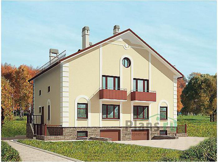 Проект дома Бетонный двухэтажный дом с цокольным этажом 52-80 Визуализация фасада