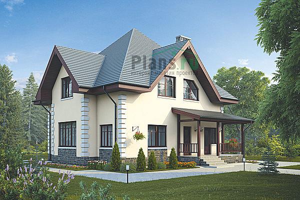 Проект дома Кирпичный 1-этажный дом с мансардой 39-10 Визуализация фасада