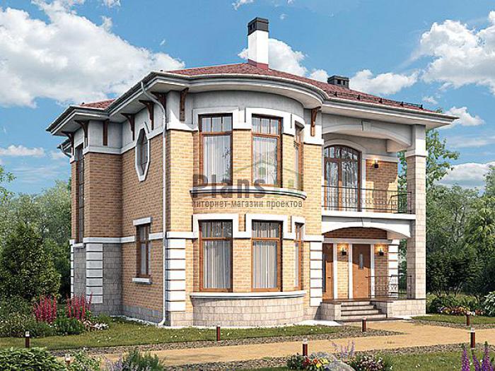 Проект дома Кирпичный двухэтажный загородный дом 44-18 Визуализация фасада