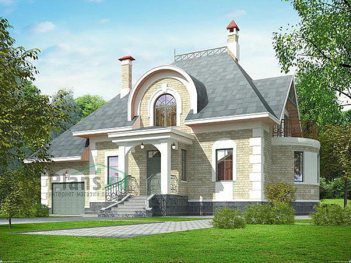 Проект дома Бетонный одноэтажный дом с мансардой 52-63 Визуализация фасада