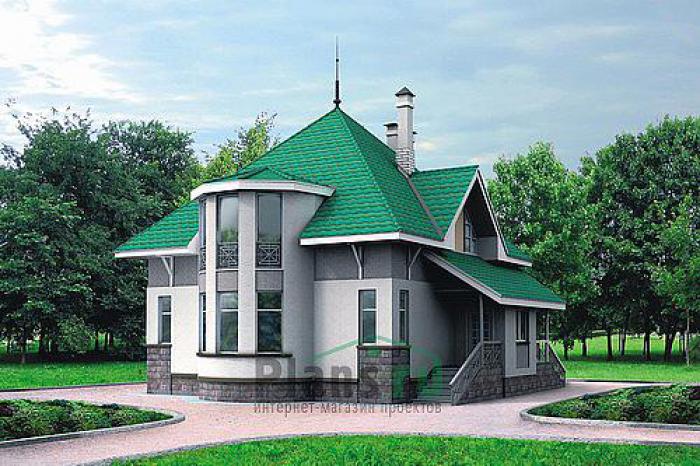 Проект дома Бетонный загородный дом с мансардой 50-94 Визуализация фасада