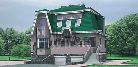Проект дома Кирпичный двухэтажный дом с подвальными помещениями 32-07 Визуализация фасада