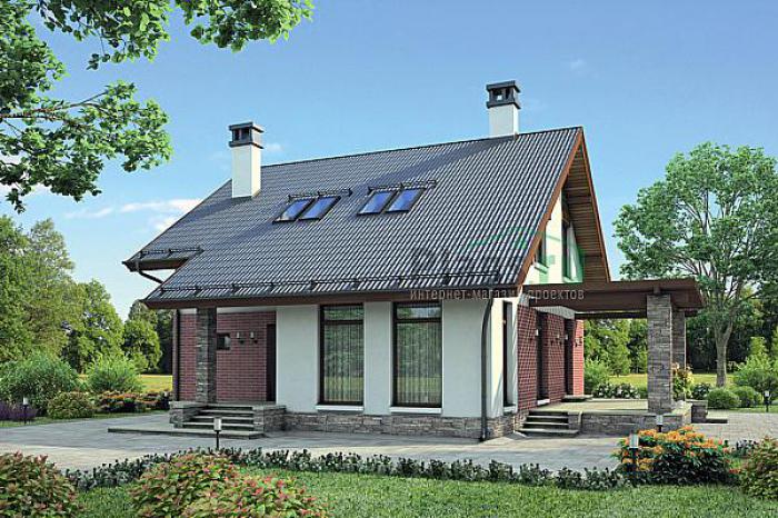 Проект дома Кирпичный загородный дом с мансардой 72-57 Визуализация фасада