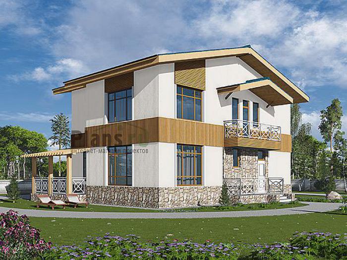 Проект дома Бетонный двухэтажный загородный дом 59-37 Визуализация фасада