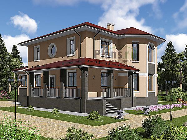 Проект дома Кирпичный двухэтажный загородный дом 43-36 Визуализация фасада