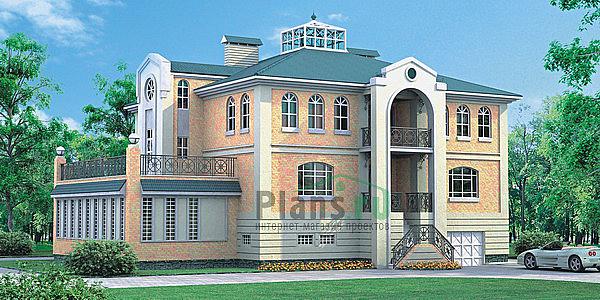 Проект дома Кирпичный двухэтажный дом с подвальными помещениями 33-34 Визуализация фасада