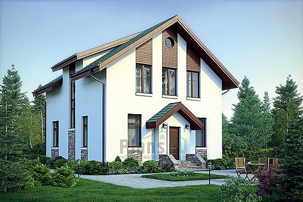 Проект дома Кирпичный мансардный дом 73-41 Визуализация фасада