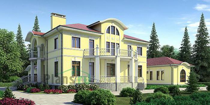 Проект дома Кирпичный дом с мансардой и цокольным этажом 35-85 Визуализация фасада