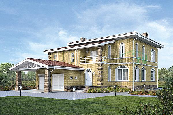 Проект дома Кирпичный 1-этажный дом с мансардой 39-37 Визуализация фасада