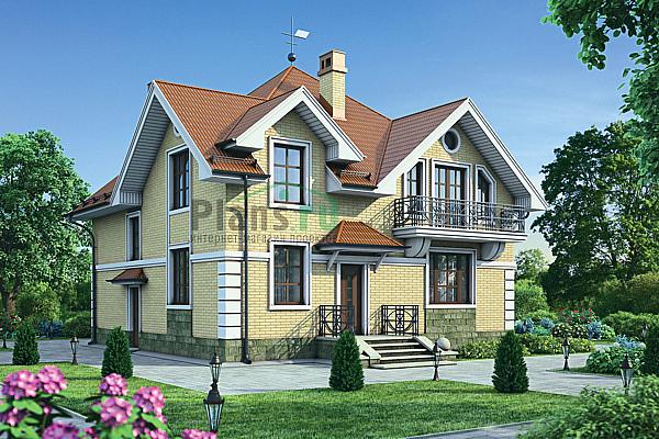 Проект дома Деревянный загородный дом с мансардой 12-00 Визуализация фасада