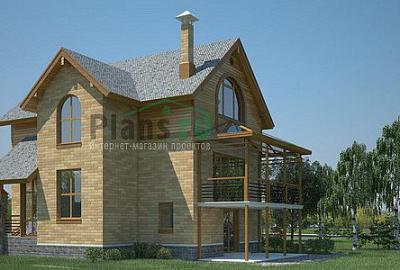 Проект дома Кирпичный двухэтажный дом с цоколем 36-69