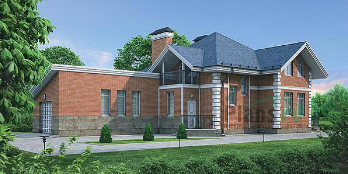 Проект дома Кирпичный мансардный дом 37-38 Визуализация фасада